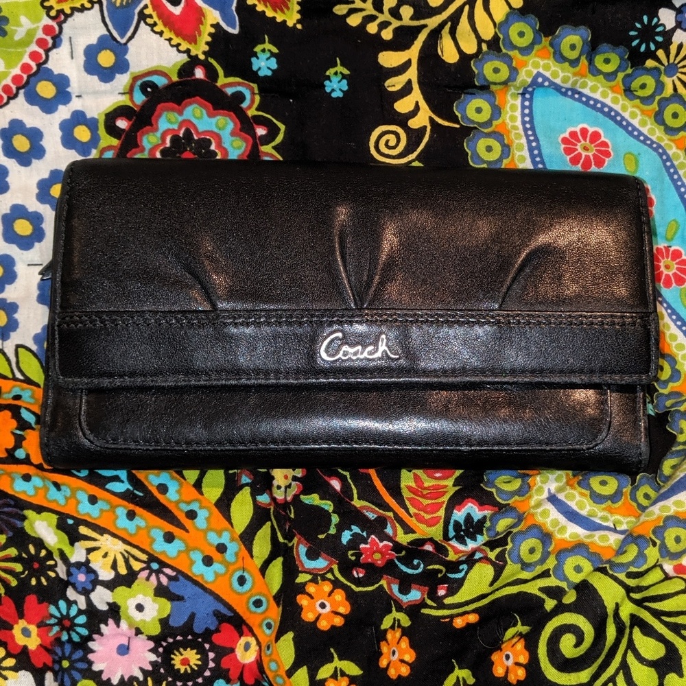 Coach black leather wallet